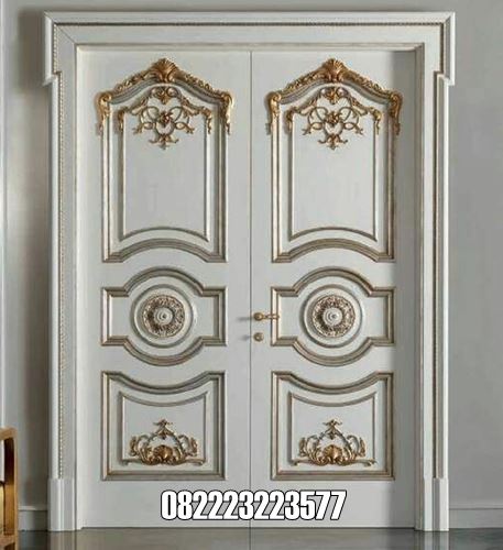 Model Pintu Ukir Mewah Dan Elegan Motif Klasik Putih Gold