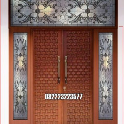 Pintu Rumah Minimalis Motif Anyaman Tikar Kayu Jati Model Terbaru