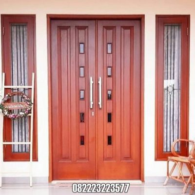 Pintu Utama Minimalis Modern Desain Simple Kayu Jati