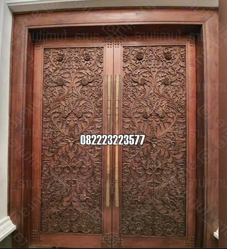 Pintu Ukir Rumah Mewah Model Kupu Tarung Klasik Jepara